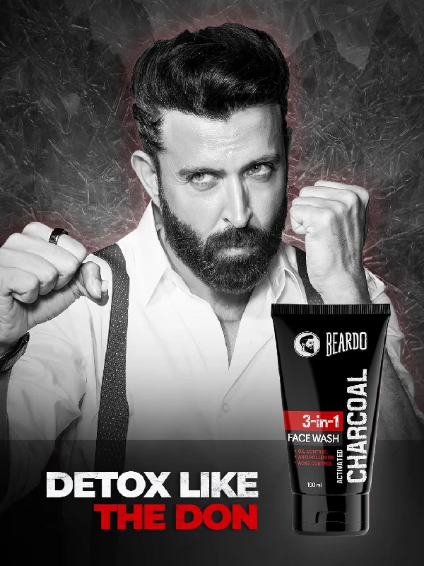 Beardo Activated Charcoal Face Wash for men, 100 ml-2.webp